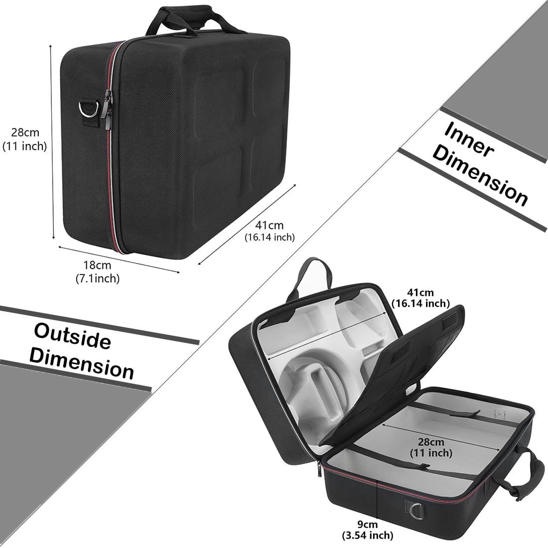 Black Hard Shell Water-Resistant Carry-Bag for Playstation 5 Disc/Digital Version PS5 Bag