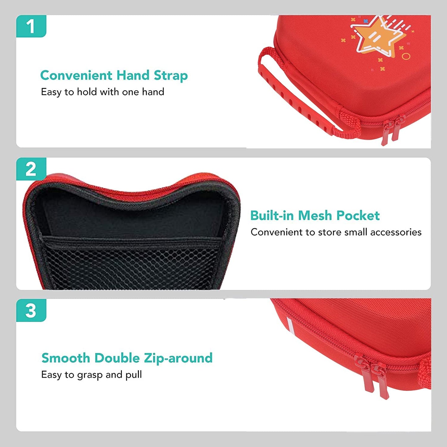 Red Universal Travel EVA Game Controller Carrying Case Gaming Accessory Box (for Xbox One, Xbox, Xbox 360, PS3, PS4, PS2)