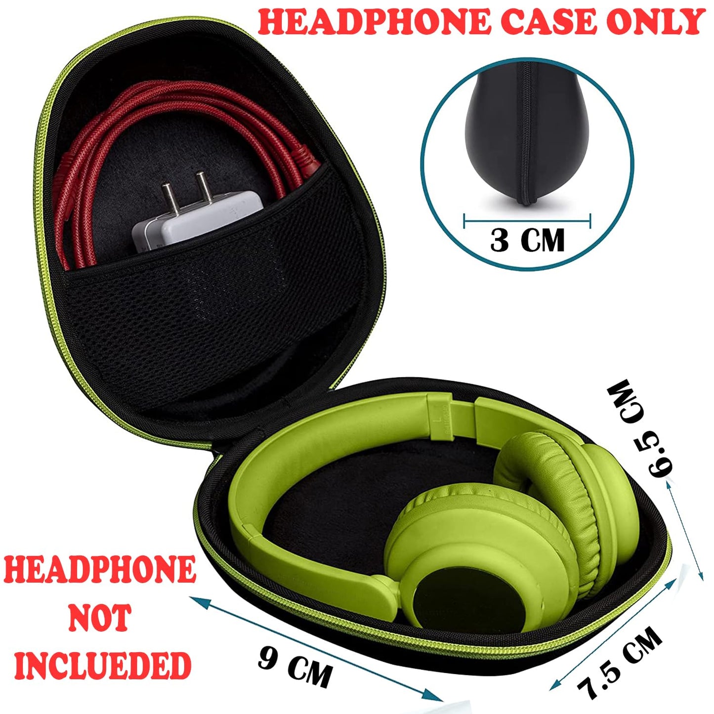 Hard Shell Case for Over The Ear Headphones with Full Protection Compatible with All Branded and Non-Branded Headphone Universal Hard Eva Shell Storage Bag with Zipper - Black