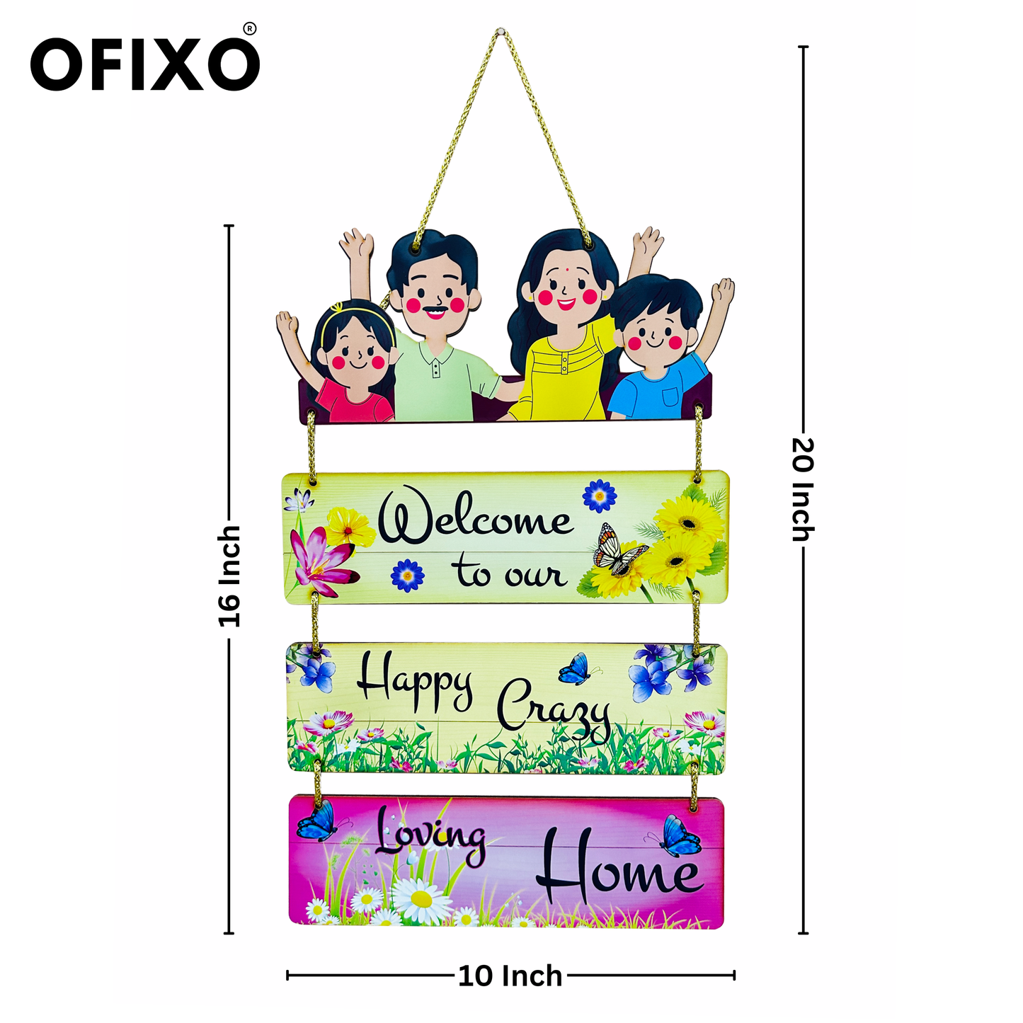 Family Welcome Decorative Wall Hanging Art MDF Wooden Wall Hanger for Livingroom | Quotess Decor | Bedroom | Wall Art for Home Décor | Office | Café | Gift