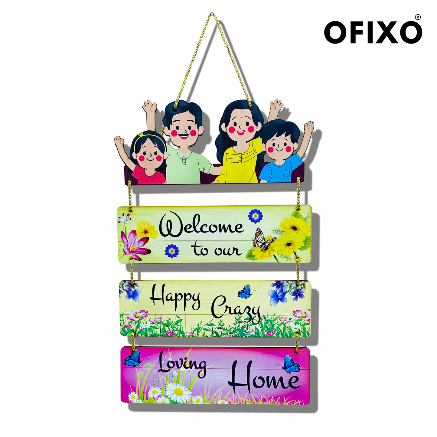 Family Welcome Decorative Wall Hanging Art MDF Wooden Wall Hanger for Livingroom | Quotess Decor | Bedroom | Wall Art for Home Décor | Office | Café | Gift