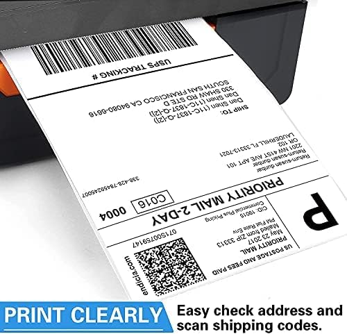 Thermal Shipping 400 Labels Printer Sticker Roll (White, 4"x 6") Pack of 4