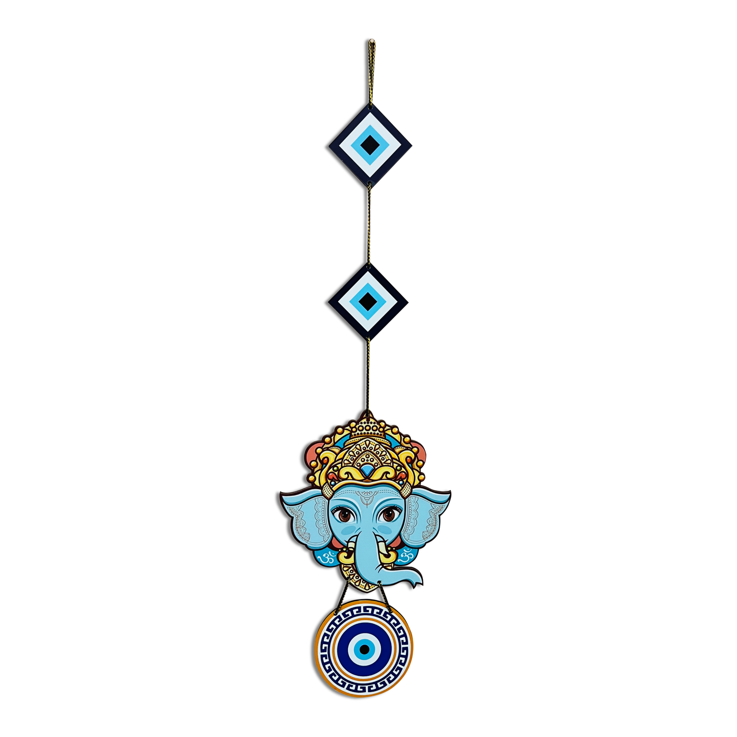 Lord Ganesha Evil Eye Decorative Wall Hanging Art MDF Wooden Wall Hanger for Livingroom | Diwali Decor | Bedroom | Wall Art for Home Décor | Office | Café | Gift