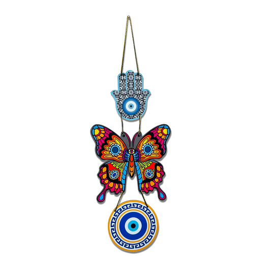 Butterfly Evil Eye Decorative Wall Hanging Art MDF Wooden Wall Hanger for Livingroom | Diwali Decor | Bedroom | Wall Art for Home Décor | Office | Café | Gift