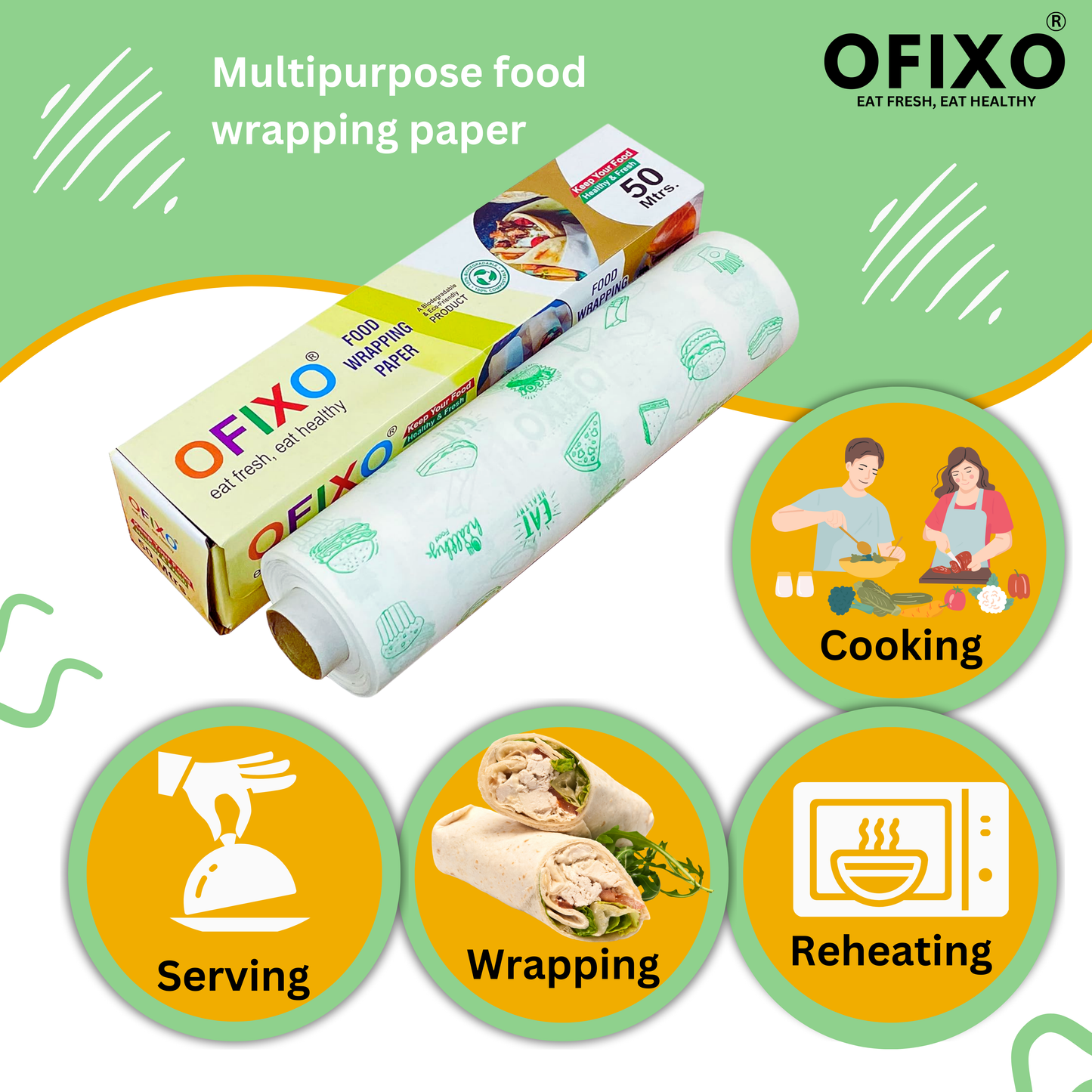 Food WRAP Multipurpose | 20 Meter | Food Wrapping Paper, (Pack of 1)