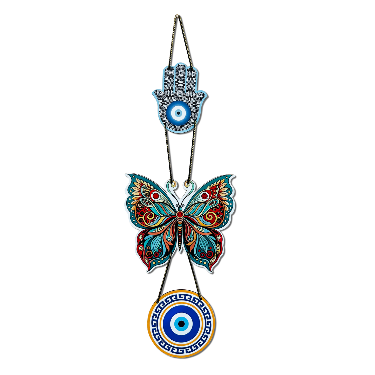 Butterfly Evil Eye Decorative Wall Hanging Art MDF Wooden Wall Hanger for Livingroom | Diwali Decor | Bedroom | Wall Art for Home Décor | Office | Café | Gift (Multi-color)