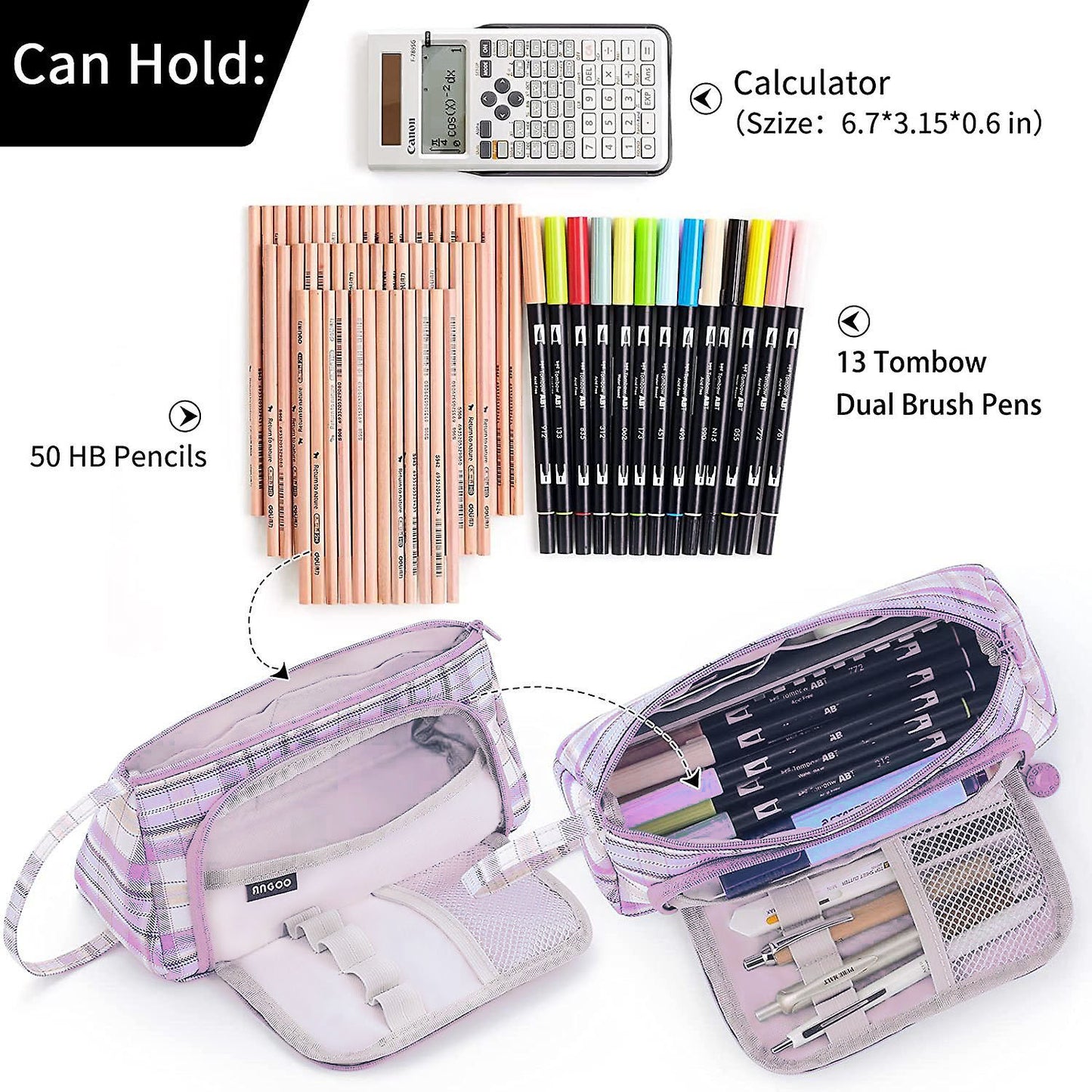 Pencil Pouch for Boys & Girls | Large | Stationary Organizer | Pen Case | School | Kids | College | Students | Gifts (Pink)