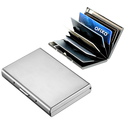 Credit Card Holder Protector Slim Metal Credit Card Case for Women or Men (MATT Silver)