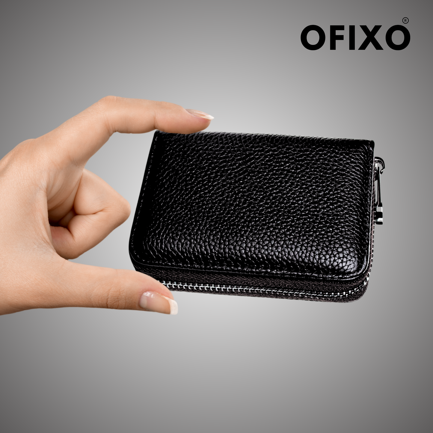 Black Unisex Leatherite Wallet with Zipper | RFID Blocking Card Holder Zipper Wallet (Black)