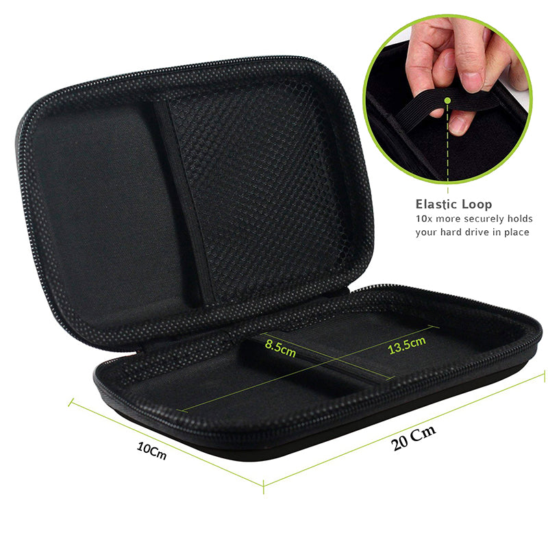 (Black) Portable Shockproof Portable External Hard Drive Case