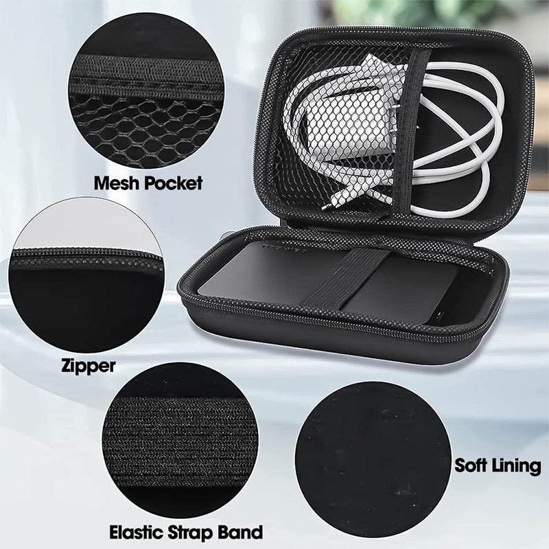 (Black) Portable Shockproof Portable External Hard Drive Case