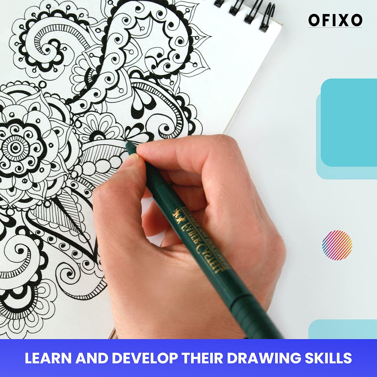 OFIXO 50 Sheet A5 Sketchbook (Pack of 1) -5.8 x 8.3 Inch 140 GSM| Top Spiral-Bound Sketchpad for Artists | Sketching and Drawing Acid Free Paper for Academic use Oil;Acrylic - OFIXO