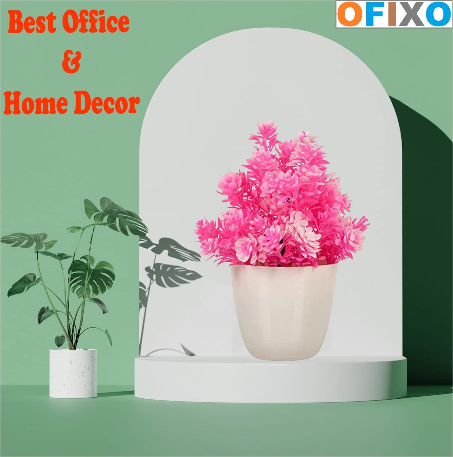 OFIXO Artificial Potted Plants, Small Faux Plants Artificial Plastic Eucalyptus Plants Small Indoor Potted Houseplants, for Home Decor Bathroom Office Farmhouse. Multicolor - (Set-6) - OFIXO