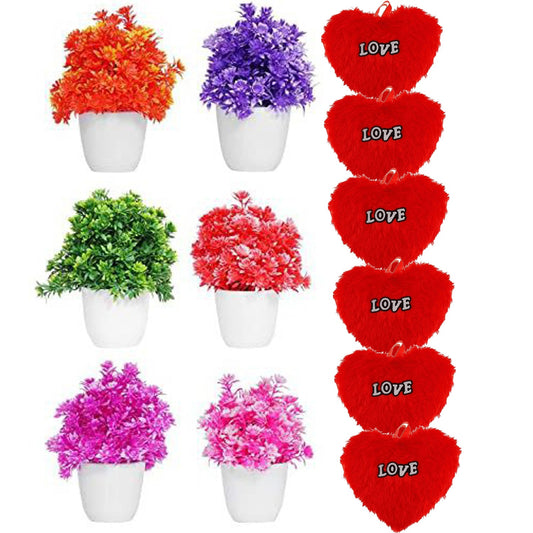 OFIXO Artificial Potted Plants, Small Faux Plants Artificial Plastic Eucalyptus Plants Small Indoor Potted Houseplants, for Home Decor Bathroom Office Farmhouse. Multicolor - (Set-6) - OFIXO