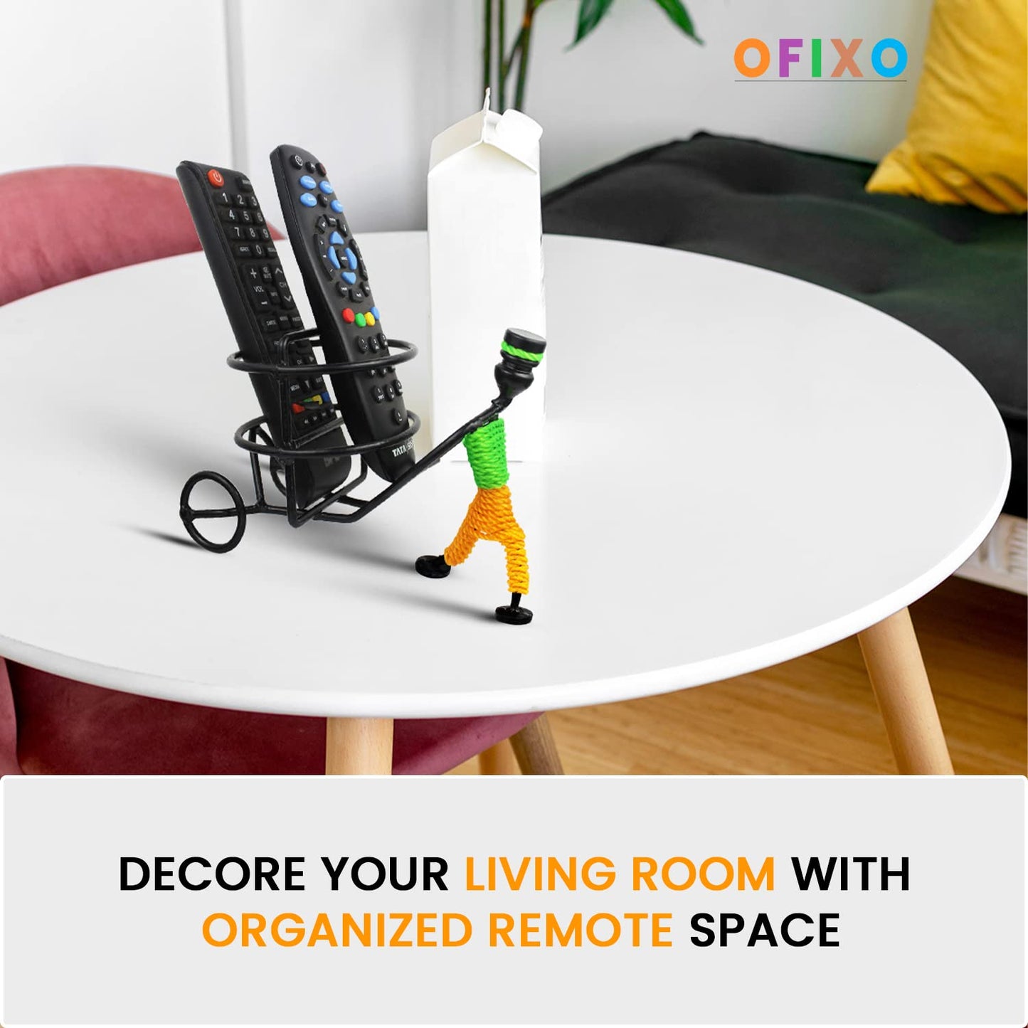 OFIXO Metal Strong and Durable Remote Stand Remote Holder/Remote Stand/Remote Organizer showpiece (Black) - OFIXO