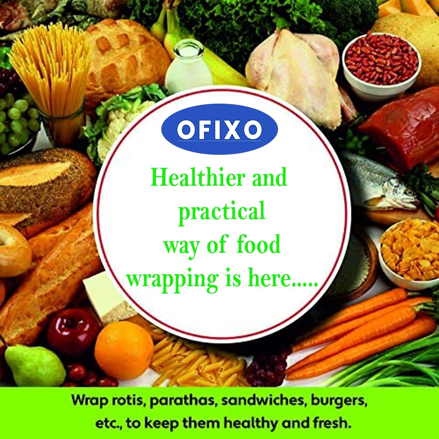 OFIXO Multipurpose Aluminium Foil Wrapping Food Paper | 20 Meter with 11 Micron | Perfect Food Wrapping Foil Paper for Cooking, Baking, Packing and Serving Foods_Pack of 1 - OFIXO